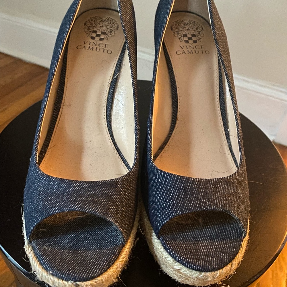 Vince Camuto Espadrilles Wedges sz9.5 Denim - Picture 2 of 7